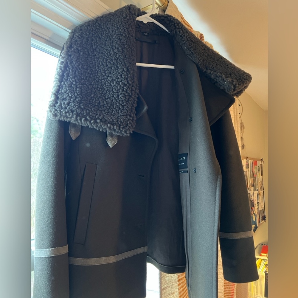 All Saints Okito Pea Coat - Shearling